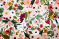 Preview: Designerbaumwollstoff Garden Party weiß  (10 cm)